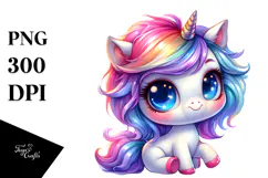 Cute Unicorn with Floral Wreath PNG Product Image 1