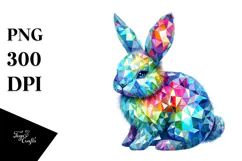 Colorful Bunny Made of Diamonds PNG Product Image 1