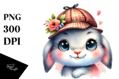 Cute Rabbit Detective, Transparent PNG Product Image 1