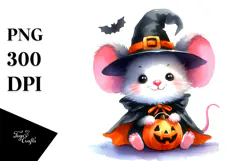 Watercolor Baby Mouse for Halloween, Transparent PNG Product Image 1