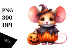 Watercolor Baby Mouse for Halloween, Transparent PNG Product Image 1