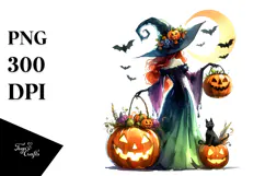 Watercolor Witch for Halloween, Transparent PNG Product Image 1