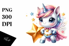 Cute Baby Unicorn Posing as Hero from Shimmering Star | Product Image 1