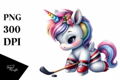 Baby Unicorn Hockey Rainbow Clipart Product Image 1