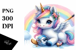 Baby Unicorn Hockey Rainbow Clipart Product Image 3