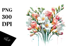 Chic Freesia with Metallic Accents, PNG Product Image 1