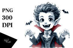 Vibrant Vampire with Astronaut Helmet, PNG Product Image 1