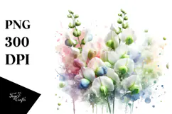 Elegant Sweet Pea with Metallic Accents, PNG Product Image 1