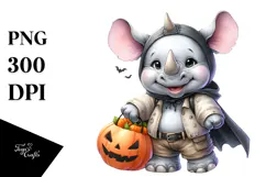 Cute Baby Rhino Dressed for Halloween, Transparent PNG Product Image 1