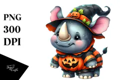 Cute Baby Rhino Dressed for Halloween, Transparent PNG Product Image 1