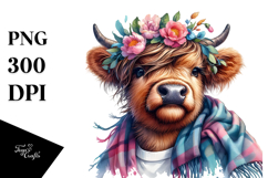 Baby Cow with Cool Haircut, Colorful PNG Product Image 1