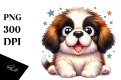 Cute Saint Bernard, Watercolor PNG Product Image 1