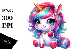 Cute Baby Unicorn Playing PNG Product Image 1