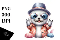 Energetic Rocker Baby Seal PNG Product Image 1