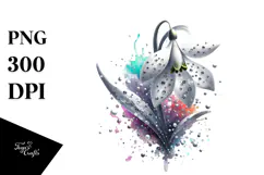 Shiny Abstract Snowdrop, Watercolor PNG Product Image 1