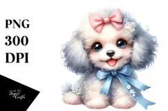 Baby Poodle Watercolor PNG Product Image 1