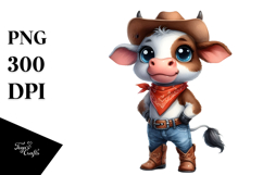 Watercolor Baby Cow with Thoughtful Expression Product Image 1