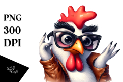 Silly Chicken with Sunglasses, Vibrant PNG Product Image 1