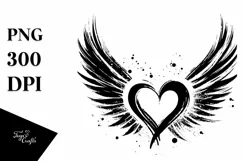 Simple Heart with Wings, High-Res PNG Product Image 1
