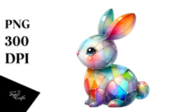 Colorful Pastel Bunny on Splashy Background PNG Product Image 1