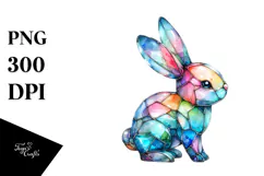 Colorful Pastel Bunny on Splashy Background PNG Product Image 1