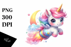 Colorful Unicorn on Playful Comet | Sublimation | Clipart Product Image 3