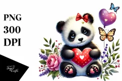 Baby Panda with Heart PNG Product Image 1