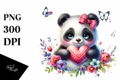 Baby Panda with Heart PNG Product Image 1