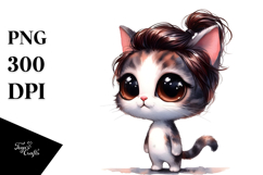 Watercolor Proud Baby Cat with Funny Haircut Product Image 1