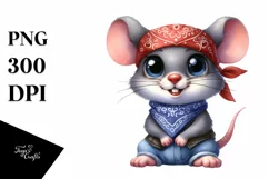 Funny Mouse with Big Eyes and Bandana Clipart Product Image 1