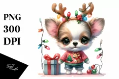 Chihuahua with Reindeer Horns PNG Product Image 3