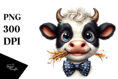 Expressive Cow with Crazy Look, Transparent PNG Product Image 1