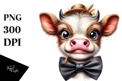 Funny Cow with Hay Straw, Transparent PNG Product Image 1