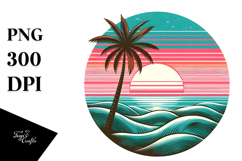 Retro Tropical Sunset, PNG Product Image 1