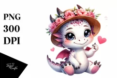 Smiling Baby Dragon Love Sign | Sublimation Clipart Product Image 1