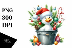 Colorful Goose with Santa Hat PNG Product Image 1