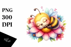 Colorful Baby Bee Sleeping PNG Product Image 1