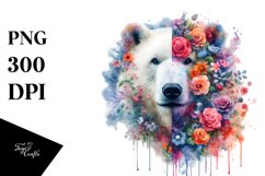 Flowers Half Polar Bear Clipart Product Image 1