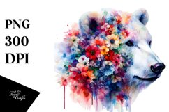 Flowers Half Polar Bear Clipart Product Image 1