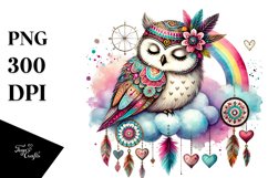 Boho Owl on Cloud PNG Product Image 1