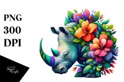 Abstract Vibrant Rhino PNG Product Image 1