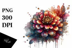 Shiny Zinnia Watercolor | Sublimation Clipart Product Image 3