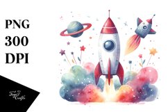 Colorful Whimsical Rocket | Sublimation Clipart Product Image 1