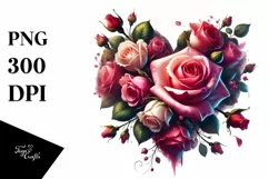 Digital Painting Heart with Roses PNG Product Image 1