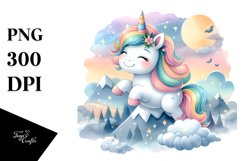 Pastel Unicorn from Mountaintop | Airy | Clipart Product Image 1