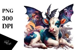 Colorful Watercolor Baby Cow Bat PNG Product Image 3