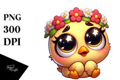 Funny Silly Owl Wearing Flower Crown PNG Product Image 1