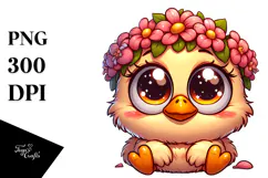Goofy Chicken with Flower Crown PNG Product Image 1