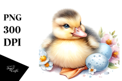 Sweet Baby Duck with Pumpkin, Bright PNG Product Image 1