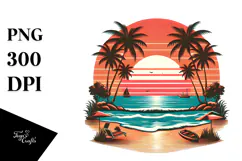 Retro Tropical Beach Sunset, 20 oz Tumbler Product Image 1